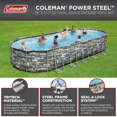 Coleman Power Steel 26' x 12' x 52" Oval Above Ground Pool Set