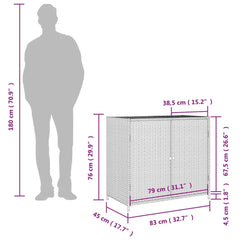 VidaXL Contemporary Poly Rattan Storage Cabinet, 32.7" x 17.7" x 29.9", Gray