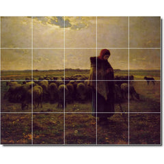 Ceramic Tile Mural-Jean Millet Country Painting 200. 21.25" w x 17" h using (20) 4.25 x 4.25 ceramic tiles