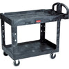 Rubbermaid Commercial Flat Shelf Utility Cart, Two-Shelf, 19.19w x 37.88d x 33.33h, Black -RCP450500BK