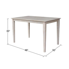 Solid Wood 30"x 48" Dining Table in Washed Gray Taupe