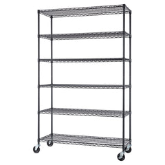 TRINITY 6-Tier Wire Shelving Rack, 48' x 18' x 72' NSF, Includes Wheels