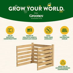 Greenes Fence Cedar Wood Composter Add-On Kit 36" x 36" x 31", 173.92 gal