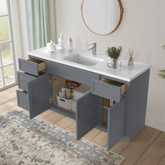 60 in. W x 21 in. D x 32.5 in. H Freestanding Bathroom Vanity Cabinet without Top in Smoky Gray