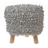 Maison Concepts Long Sag Handwoven Pouf Wooden Stand Light Grey (Multi) 40" X 40" X 40"
