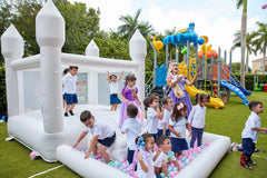 Connsann White Bounce House Oxford with Air Blower & Ball Pit for Kids Birthday Party, 13' x 8' x 8'