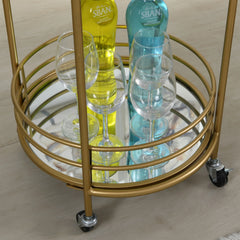 FirsTime & Co. Gold Joliet Mirrored Bar Cart, Industrial, Metal, 16 x 16 x 33.5 in