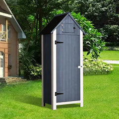 MCombo 2.52 x 1.77 ft. Metal and Wood Storage Shed, Natural