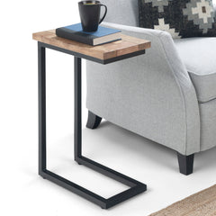 WyndenHall Rhonda Metal C Side Table - 18 W x 10 D x 24 H Natural Stained Wood, Metal Wood, Metal Solid Wood Wood