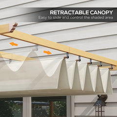 Outsunny 10' x 10' x 88.25" Cream White Aluminum Pergola, Retractable Canopy and Water-Resistant