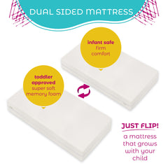 Premium Memory Foam Hypoallergenic Infant Crib Mattress and Toddler Bed Mattress with Waterproof Bamboo Cover, Flip Dual Stage System - 27.5"x 52" x 5.5"