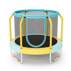 Costway Mini Trampoline with Enclosure for Kids, Blue/Yellow, 48.00" x 48.00" x 39.50"